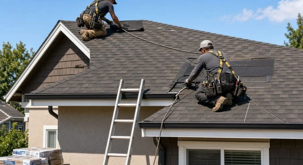 Damaged shingles / ceiling stain